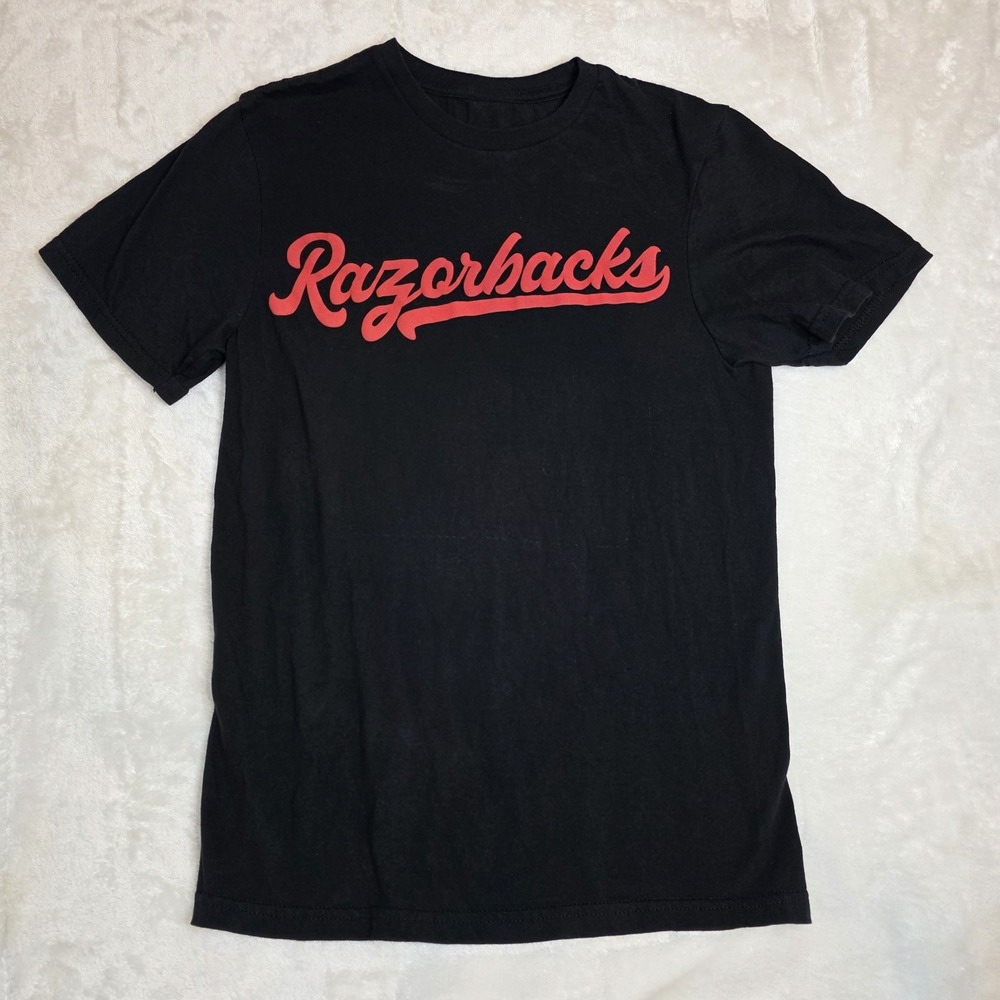 AR Razorbacks Black Red Logo Tee Crew Neck Short Sleeve Unisex University TShirt